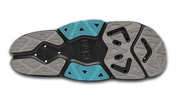 B-Steady Slide Coal Grey Teal - bottom sole view single shoe