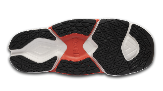 B-Active Mesh White Black Crimson - bottom sole view single shoe
