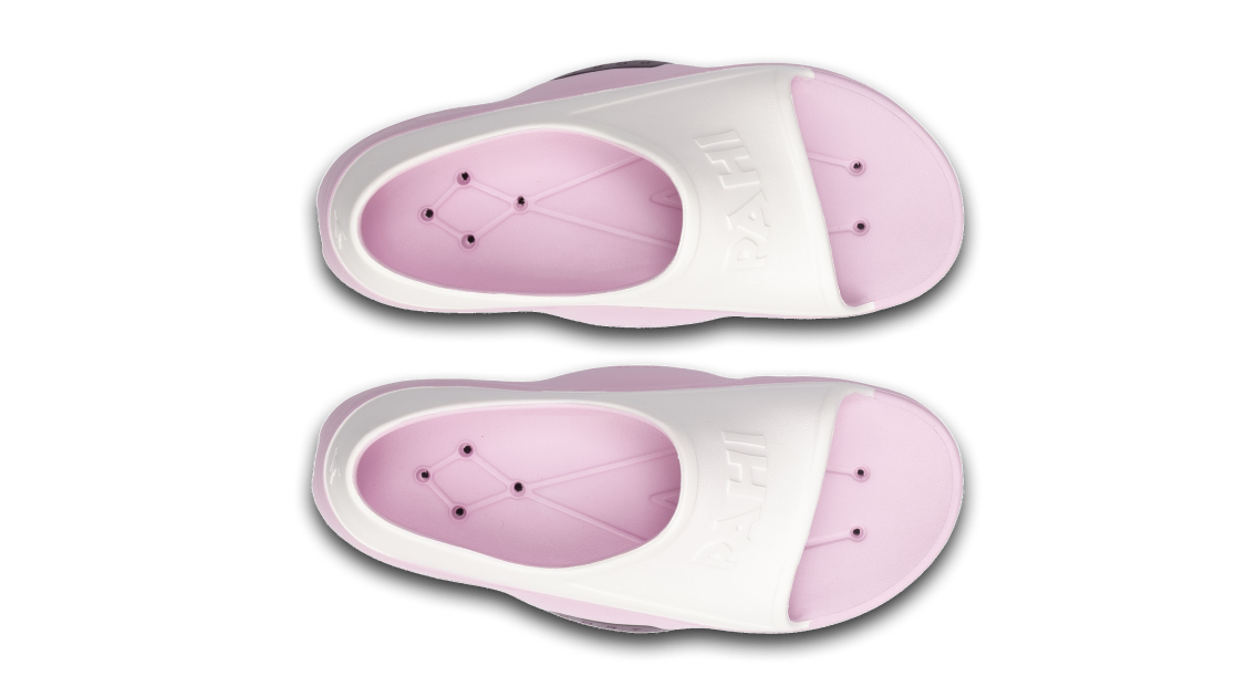 B-Steady Slide Blush White Cranberry - bottom sole view single shoe