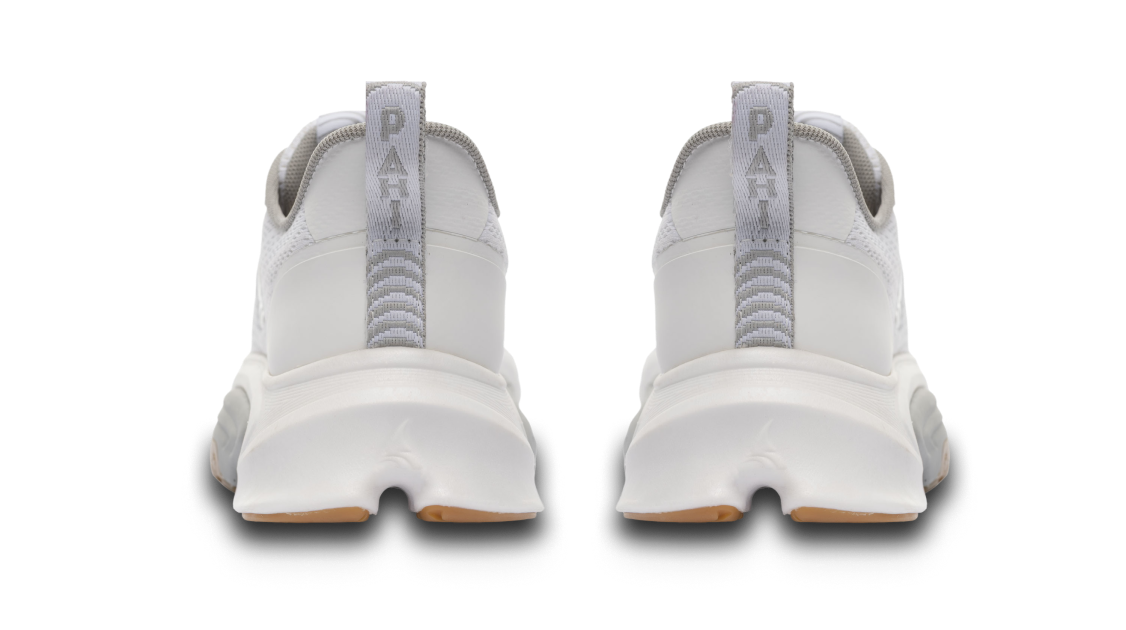 B-Active Mesh White Grey Gum - back view single shoe