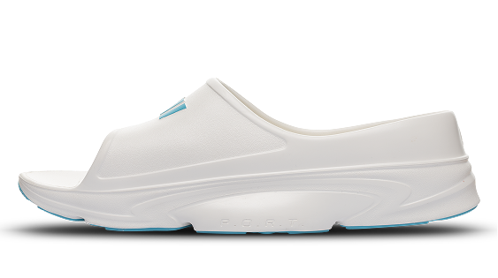 B-Steady Slide White Teal - alternate side view single shoe