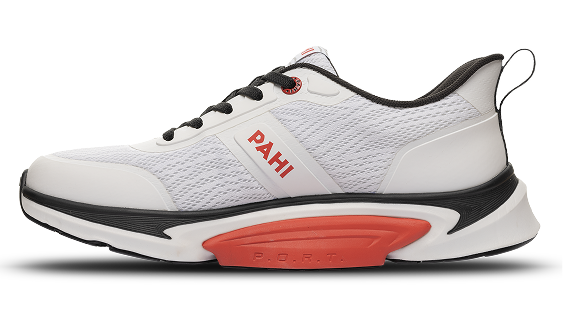 B-Active Mesh White Black Crimson - alternate side view single shoe