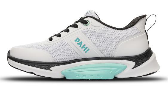 B-Active Mesh White Black Teal - alternate side view single shoe