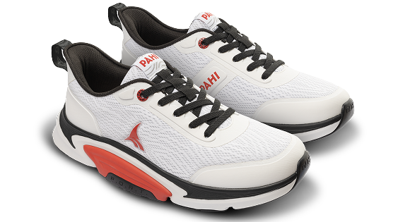 B-Active Mesh White Black Crimson - side view pair of shoes
