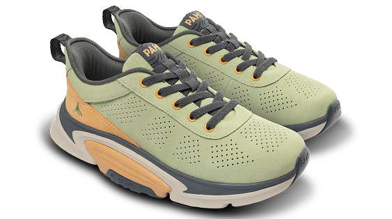 B-Casual Suede Moss Pavement Ochre - side view pair of shoes