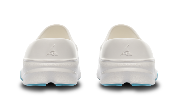 B-Steady Slide White Teal - top view pair of shoes