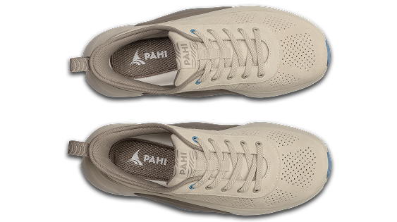 B-Casual Suede Sand Chocolate Denim - back view pair of shoes