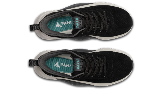 B-Casual Suede Coal White Teal - back view pair of shoes