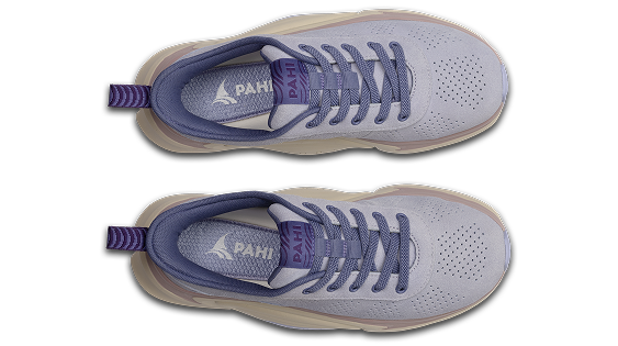 B-Casual Suede Periwinkle Sand Rose - back view pair of shoes