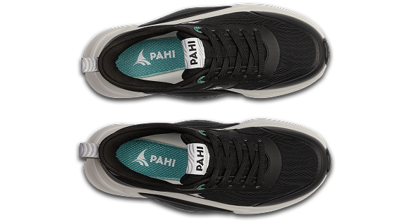 B-Active Mesh Coal White Teal - top view pair of shoes