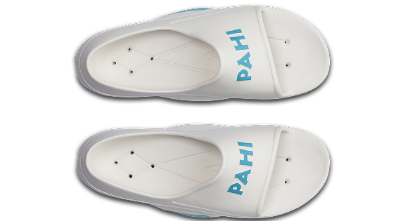 B-Steady Slide White Teal - back view pair of shoes