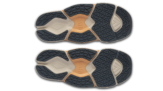 B-Casual Suede Moss Pavement Ochre - bottom sole view pair of shoes